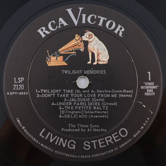 The Three Suns, Twilight Memories 1960 Stereo 12" LP Vinyl Record LSP-2120 - Picture 9 of 16